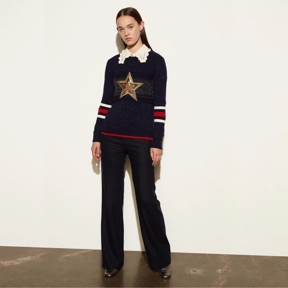 Coach 1941 Wool Glitter Star Crewneck Sweater